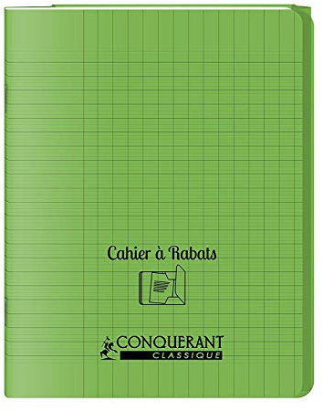 conquerant Un Cahier à Rabat avec Couverture Polypro Hamelin 24 x 32 - 96 Pages -Grands Carreaux Seyès - Vert