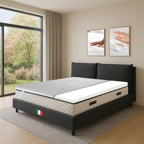 GEEMMA s.r.l. Memory-Schaumstoff Matratzenauflage 5 cm Höhe mit Silberfaden-Bezug 190 x 200 cm