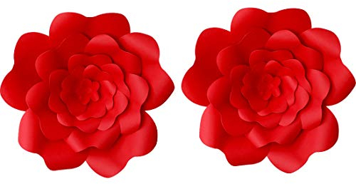 LG-Free Papierblumen-Dekroationen, 30,5 cm, 2 Stück, 3D-Papierblumen, DIY-Blumen, Hochzeit, Party, Hintergrund, Blumen für Geburtstag, Tisch, Babyparty, Heimdekoration (30,5 cm, Rubinrot)