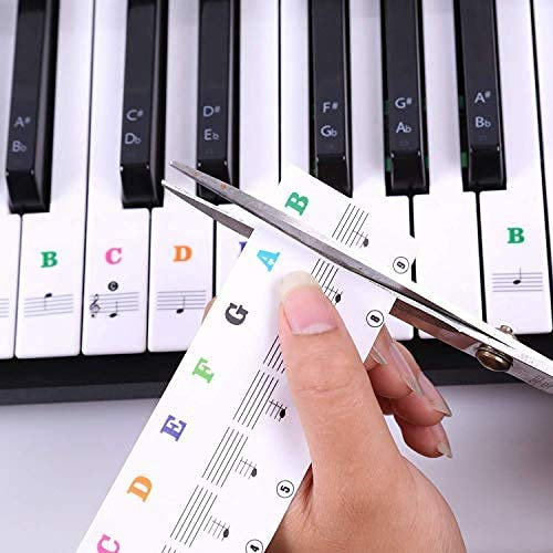 keyboard aufkleber,klavier aufkleber kinder,piano stickers for keys,Keyboard Noten Aufkleber für 37/49/54/61/88 Tasten-Transparent und Entfernbar inkl