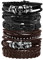 MILAKOO Leather Bracelet Black Brown Braided Wide Wristband Women Men Punk Jewelry Skull