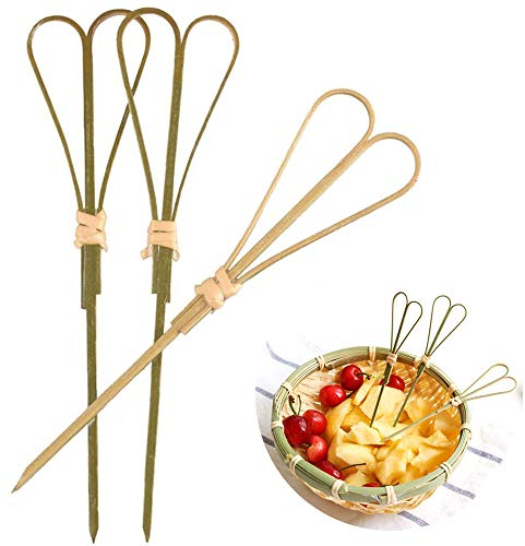 Palillos de cóctel Palillos de dientes Suministros para fiestas Palillos de bambú Pinchos de nudos Palillos de dientes Palillos Aperitivos decorativos BBQ 100 unidades (en forma de corazón)