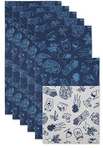 DII - Rivestimento per frigorifero, non adesivo, tagliato su misura, 30,5 x 61 cm, motivo mercato, 6 pezzi, colore: blu nautico