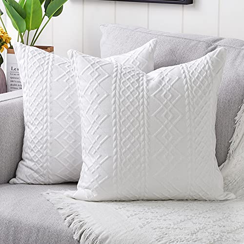 Yaertun 2er Set Superweichen Kissenbezüge Dekokissen Kissenbezug Sofakissen Dekorativ Couchkissen Kissenhülle Bezug Weich für Wohnzimmer Schlafzimmer 16x16 Inch,40x40 cm Weiß