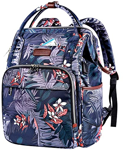 VANKEAN Laptop Rucksack Damen 15,6-16,2 Zoll mit USB-Ladeanschluss Arbeitsrucksack, Wasserdichter Schulrucksack Tagesrucksack Laptop Tasche für Frauen College/Reisen, Floral