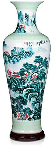 SHUTING2020 Vases Décoratifs Vase en céramique Bleu et Blanc Vase Peint à la Main Salon Salon Vase Vase Décoration Nouvelle Maison Décoration Vase en Verre Vase à Poser au Sol (Color : Green)