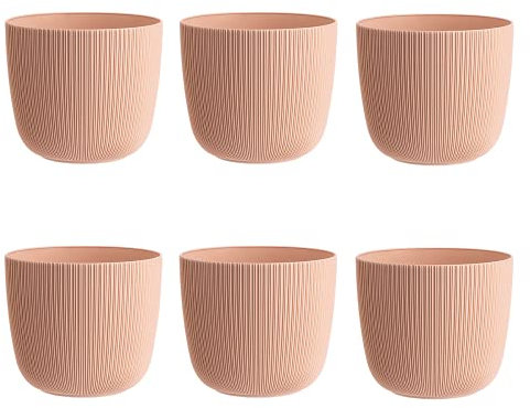 Gariella 6X apricot moderner Blumentopf mit Drainagesystem Pflanztopf-Kübel widerstandsfähig rund wetterfest Kunststoff Ø 12 cm