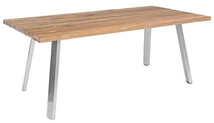 OUTLIV. Gartentisch 200x100 cm mit Gestell aus Edelstahl und Tischplatte aus recyceltem Teakholz, jeder Tisch ist einzigartig, für 8 Personen