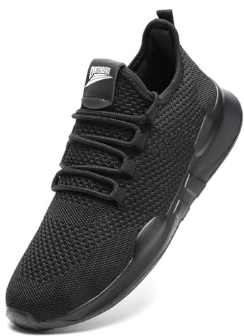 GHFKKB Baskets et Chaussures de Sport sans Lacets Noir Homme Tennis Légères et Confortables Running Garcon Noir 44