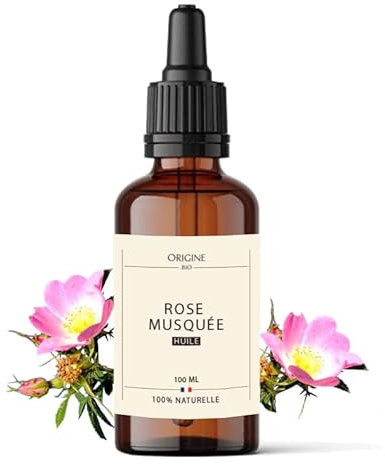 Origine Bio - 100ml Huile de Rose Musquée, Pressée à froid, Pure - Vergeture Cicatrice Visage Femme Enceinte Soin 100% Naturel Bouteille en verre
