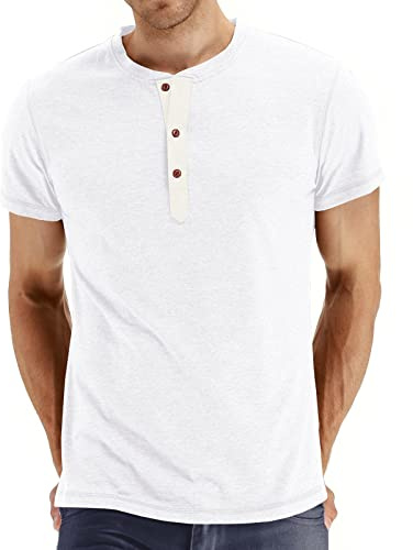 AOTORR Men's Henley T-Shirts Summer Short Sleeve Shirts Casual Crew Neck Tee Basic Tops…