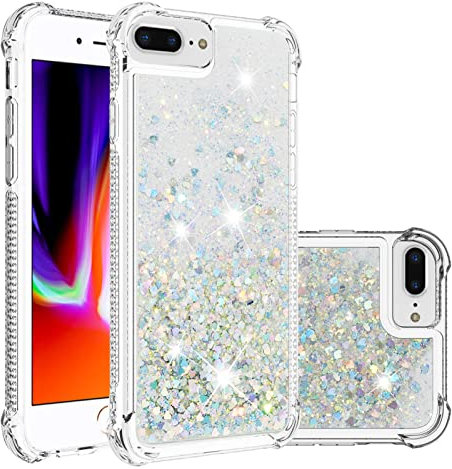 KBIKO-zxl Clear Case Compatible with iPhone 6 Plus Phone Case TPU Cover Glitter Liquid Case for iPhone 6s Plus, Lightweight Sequin Back Case for iPhone 7 Plus / 8 Plus.Silver YBL