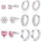 6 Pairs Huggie Hoop Earrings for Girls 925 Sterling Silver Stud Sets Cute Kids Heart Hoops Tiny Cubic Zirconia Flower Stud Small Hypoallergenic Cartilage Sleeper Earrings for Teen Toddler Childs Women