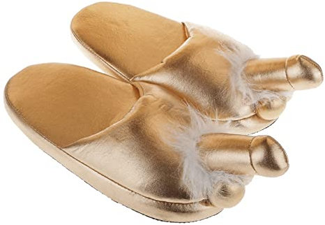 Orbgons Zapatillas de algodón de modelado divertidas creativas de Color sólido a la moda para hombres y mujeres, zapatillas planas con estampado dorado atractivo atractivo (C, 40-41 UE)