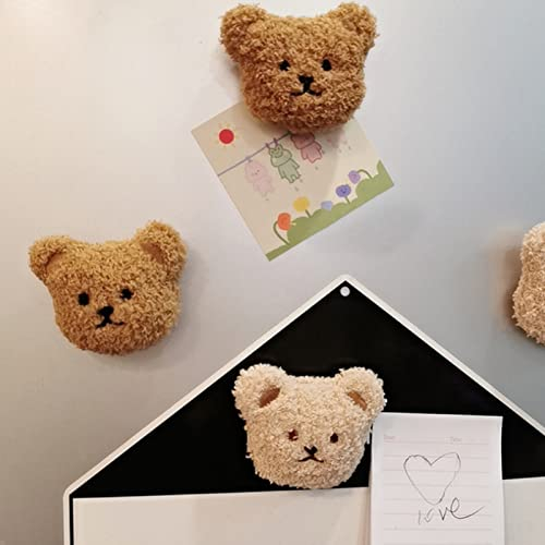 Tnfeeon Cute Plush Bear Fridge Sticker Fridge Magnets White Board Magnets Soft Rubber Magnet for Home Office Kitchen (Milk Tea Color)