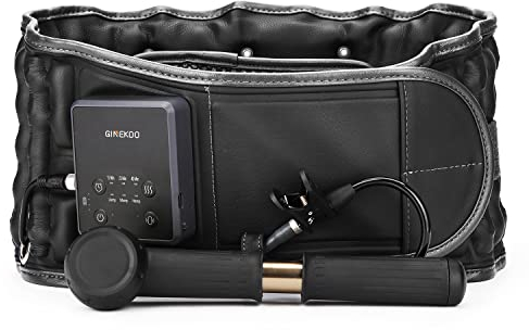 GINEKOO Ceinture de Décompression Avec Chauffage et Vibration, Ceinture de Traction Lombaire Gonflable Pour Soulager Les Douleurs Dorsales Avec Batterie Rechargeable 4000mAh, Taille 74-124cm, Noir