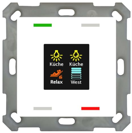 KNX 4-fach Smart 55 Knopf mit Farbdisplay und T/F-Sensor, reinweiß glänzend,