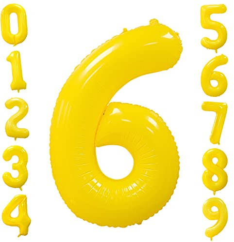 Folienballons Zahl 6 Gelb 101cm Groß Zitronengelb Luftballon Geburtstag 40 Zoll Zahlenballons 6 Geburtstagsballon Helium Ballon für Mädchen Junge Gelbe Zahlenballon Mädchen Party Jubiläums Party Deko