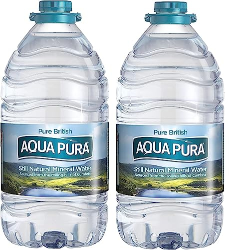 Aqua Pura Lot de 2 grandes bouteilles d'eau minérale naturelle 5 l