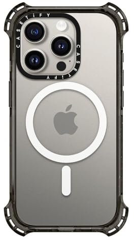 CASETiFY Bounce Case for iPhone 15 Pro [6X Military Grade Drop Tested / 21.3ft Drop Protection/Compatible with Magsafe] - Clear Black