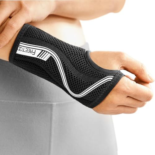 FREETOO Wrist Support S-shaped support for Arthritis, Adjustable Day Night Carpal Tunnel Wrist Splint for Men Women RSI, Sprain, Fracture Wrist Brace （Gray-Medium-Right）