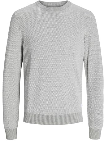 JACK & JONES Men's Jjeglobe Knit Crew Neck Noos Knitted Jumper, Light Grey Mix, M