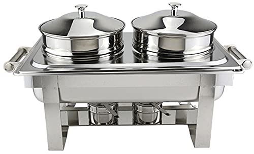 Dampf-Tisch-Speisewärmer, Zwei runde Suppentöpfe, 4,5 l, Edelstahl, Suppenheber, Suppenwärmer, Arbeitsplatte, Restaurant, Party, Chafing