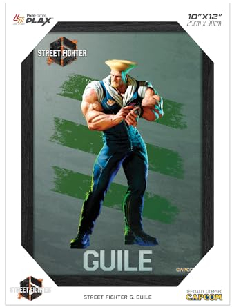 Level Up Labs Pixel Frames PLAX: Street Fighter 6: Guile – 3D-gerahmtes Linsenraster-Poster, 25,4 x 30,5 cm