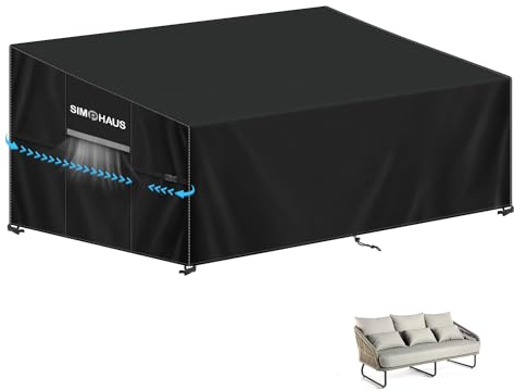 SIMPHAUS Abdeckung Gartenbank 185x99x89/61cm Gartensofa Abdeckung Wasserdicht,Bank Abdeckung 2 Sitzer Abdeckhaube Gartenbank Wetterfest, Winddicht, UV-Beständiges 420D Oxford Gewebe