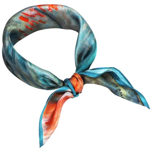 ZhaoCo 100% Natürliche Maulbeerseide Schal, 53x53cm Seidentuch Grafikdruck Klein Weich Quadratisch Seidenschal für Damen