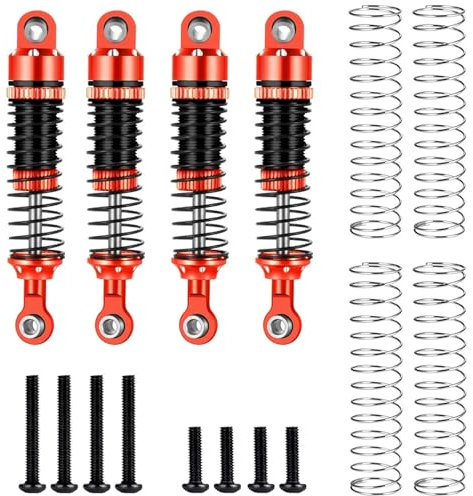 UNARAY 4PCS Metall Stoßdämpfer Fit for TRX4M 1/18 RC Micro Crawler Bronco Defender Schock Dämpfer Zubehör (Size : Red)