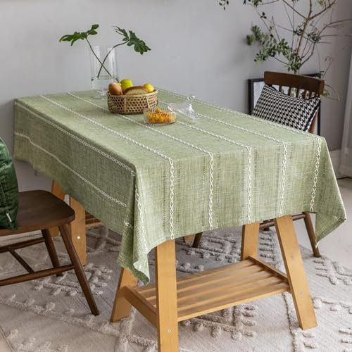 ANAZOZ Tischdecke Rechteckig 135x300cm, Tischwäsche Polyester Abwaschbar Tischdecke für Landhaus Einfarbig Grüner Jacquard