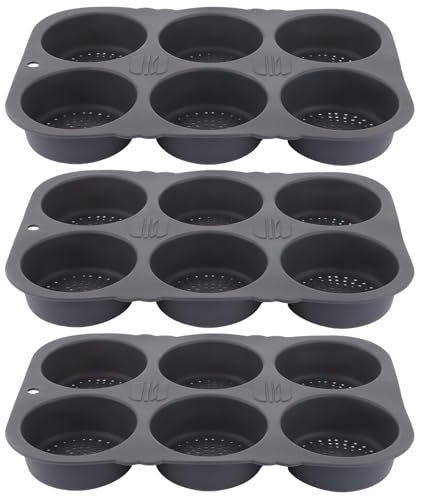 LOPYXBR 3 moldes para hamburguesas, antiadherentes, de silicona, redondos, 10 cm de diámetro, con 6 cavidades para hamburguesas, pan, panecillos, puffs, tartaletas
