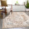 TOPICK Teppich 240x300cm Ziegelrot Floral Faltbar Waschbar Vintage Kurzer Stapel Orientalischer Küchenteppich Blumenteppich Kurzflor für Innenbereich Schlafzimmer Wohnzimmer Büro Flur Esszimmer