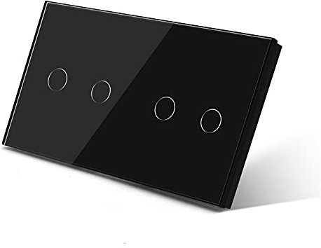 Interruttore Touch,Interruttore Smart Light Touch 4 Gang 1 Way Table Touch Switch Double 2Gang Light Switch Bianco Nero Goldenclass Pannello Impermeabile Interruttore Posteriore(Black)