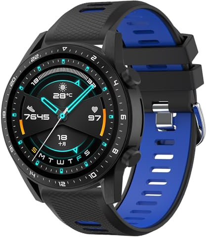 Wanme Armband für Huawei Watch GT 4 46mm Armband/Huawei Watch GT 3 46mm / GT 2 46mm Herren Damen, Zweifarbiges Silikon 22mm Armbänder, Sport Ersatzarmband für Huawei Watch GT 3 Pro 46mm/ GT 2 Pro