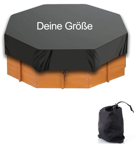 Abdeckung für Achteckige Sandkasten nach Maß Atmungsaktiv für Sandkiste Wasserabweisend Winddicht Schutzhülle Spielkiste Abdeckhaube Sandkastenplane Schwarz alle Größen Maßanfertigung 8eck [131]