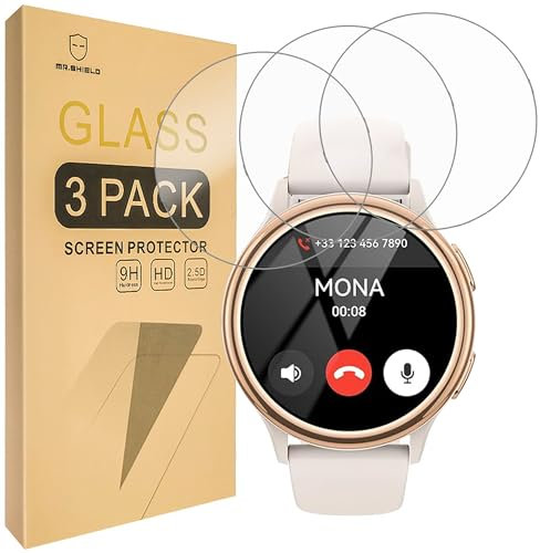 Mr.Shield Pellicola Protettiva per Sanorum/HaSaKei G53 Smart Watch 1.27 Vetro Temperato [9H Durezza] [3 Pezzi] Protezione Schermo Senza Bolle