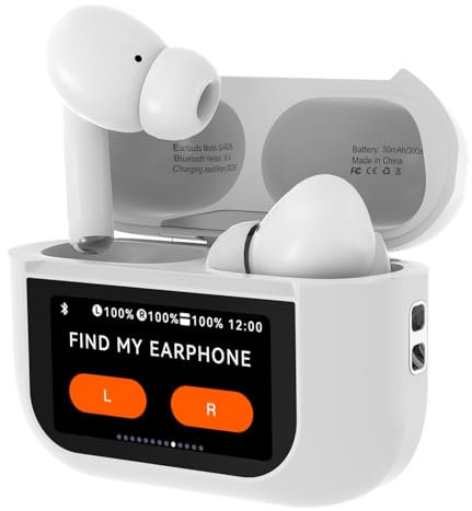 SUNJOM Smartbuds Bluetooth 5.4 Transparency Mode 98% Active Noise Cancelling Reduction TWS Ohrhörer Ohrhörer mit Smart Touch Screen Case ENC Mic Clear Call Equalizer für iPhone Samsung Android