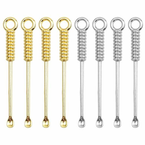 Mini Snuff Spoon Set - 8PCS Metal Tiny Medicine Powder Scoops Micro Smoke Shovel Spoon Small Necklace Pendants Tableware Tools (Gold and Silver)
