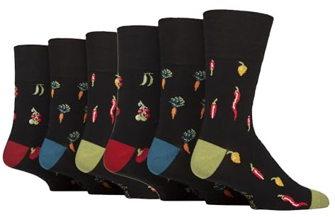 Gentle Grip 6 Pairs Soft Top Diabetic Socks For Men Non Elastic Non Binding Patterned Socks