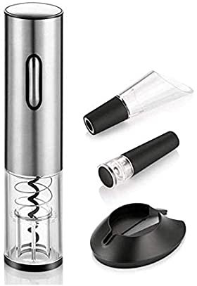 Kit tire-bouchon électrique rechargeable automatique contenant un coupe-capsule, un bouchon sous vide et un aérateur de vin avec câble de charge USB pour les amateurs de vin Coffret cadeau 4 en 1