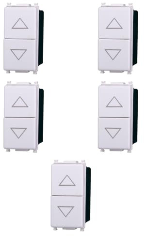 5 MODULI PULSANTE DOPPIO SALISCENDI, BIANCO, COMPATIBILE CON VIMAR PLANA, PER TAPPARELLE AVVOLGIBILI, MODULI E FRUTTI 100% COMPATIBILI, MATERIALI DI ALTA QUALITA'