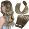 LaaVoo Tape in Extensions Echthaar Balayage Tape in Extesions 100g 40pcs Hellbraun Ombre Platinblond Remy Haarverlängerung Natürlich Hair #8/60/8 40cm