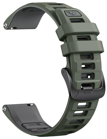 NotoCity für Garmin Vivoactive 5/3 Armband, 20mm für Garmin Venu SQ/2 Plus, Forerunner 245/55/165/645 Armband, Uhrenarmband Silikon für Vivomove 3/HR/Style für Damen Herren(Armeegrün/Graphitgrau)