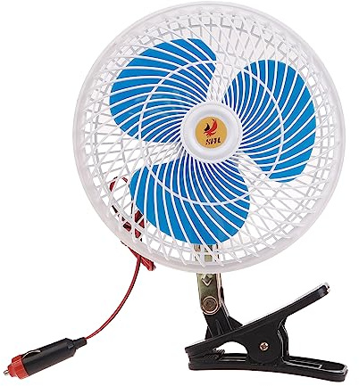 Uqezagpa Tragbarer Auto-Ventilator für Vordersitz, 24 V, 12 V, elektrische Kühlgeräte mit Clip und Stecker, Luftkühler-Ventilator