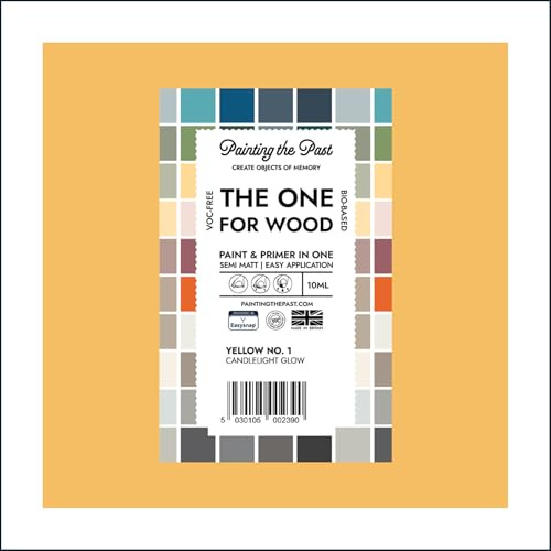The One for Wood Paint & Primer 10ml (Sample) Yellow No. 1 Candlelight Glow | Semi Matt Finish, Bio-Based & VOC-Free Formula for Wooden Furniture & Surfaces | Durable & Easy Indoor Home Decorating