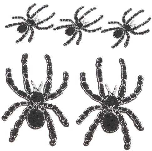 FIXOSHEE 5pcs Embroidered Spider Patches Iron-on DIY Sewing Decorative Spider Patch for Clothing Decoration Halloween Costume Accessories