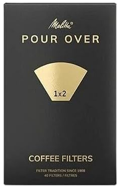 Pour Over Coffee Filter Papers – 1x2 Traditional Cone Filters Pack of 40 Disposable Coffee Cone Bags for Manual Drip Brewing Classic Fit for Melitta Coffee Makers