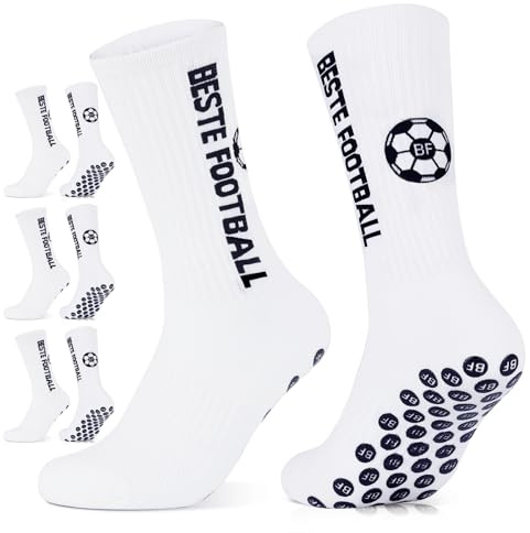 BESTE FOOTBALL 3 Paar Fußballsocken 39-42 für Herren Damen Junge und Kinder | Football Socks, Grip Socken Fussball, Atmungsaktiv Rutschfeste Sportsocken für Soccer Basketball, Geschenk